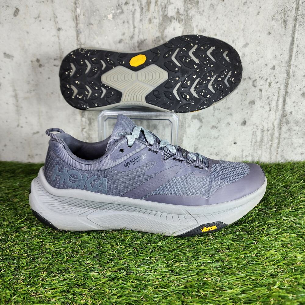 MSRP $160 HOKA Transport GTX Vibram Trail Shoes Mens 9.5 D Grey
